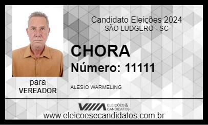 Candidato CHORA 2024 - SÃO LUDGERO - Eleições