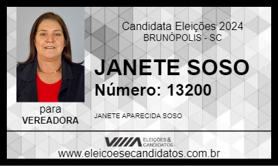 Candidato JANETE SOSO 2024 - BRUNÓPOLIS - Eleições