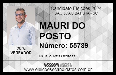 Candidato MAURI DO POSTO 2024 - SÃO JOÃO BATISTA - Eleições