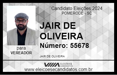 Candidato JAIR DE OLIVEIRA 2024 - POMERODE - Eleições