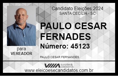 Candidato PAULO CESAR FERNADES  2024 - SANTA CECÍLIA - Eleições