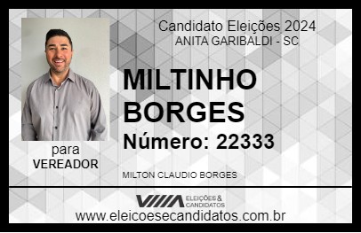 Candidato MILTINHO BORGES 2024 - ANITA GARIBALDI - Eleições