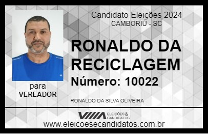 Candidato RONALDO DA RECICLAGEM 2024 - CAMBORIÚ - Eleições