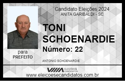 Candidato TONI SCHOENARDIE 2024 - ANITA GARIBALDI - Eleições