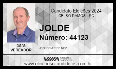 Candidato JOLDE 2024 - CELSO RAMOS - Eleições