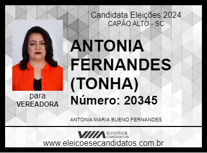 Candidato ANTONIA FERNANDES (TONHA) 2024 - CAPÃO ALTO - Eleições