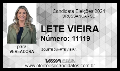 Candidato LETE VIEIRA 2024 - URUSSANGA - Eleições