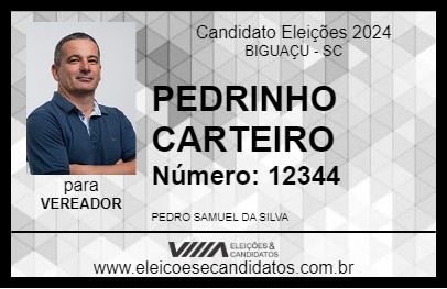 Candidato PEDRINHO CARTEIRO 2024 - BIGUAÇU - Eleições