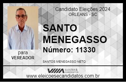 Candidato SANTO MENEGASSO 2024 - ORLEANS - Eleições