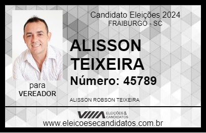 Candidato ALISSON TEIXEIRA  2024 - FRAIBURGO - Eleições