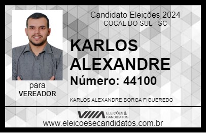 Candidato KARLOS ALEXANDRE 2024 - COCAL DO SUL - Eleições