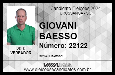 Candidato GIOVANI BAESSO 2024 - URUSSANGA - Eleições