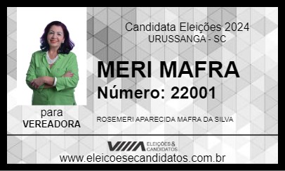 Candidato MERI MAFRA 2024 - URUSSANGA - Eleições