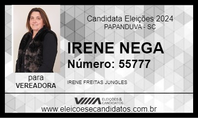 Candidato IRENE NEGA 2024 - PAPANDUVA - Eleições