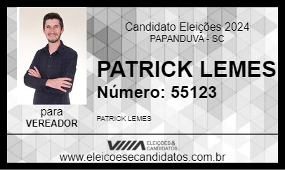 Candidato PATRICK LEMES 2024 - PAPANDUVA - Eleições