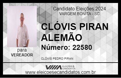 Candidato CLÓVIS PIRAN ALEMÃO 2024 - VARGEM BONITA - Eleições