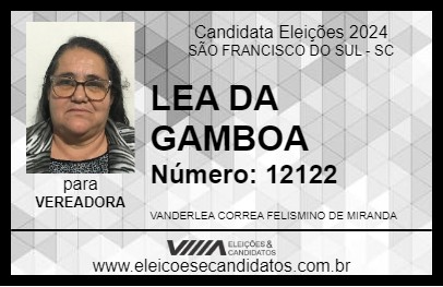 Candidato LEA DA GAMBOA 2024 - SÃO FRANCISCO DO SUL - Eleições