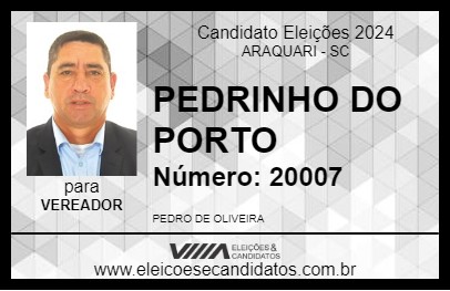 Candidato PEDRINHO DO PORTO 2024 - ARAQUARI - Eleições