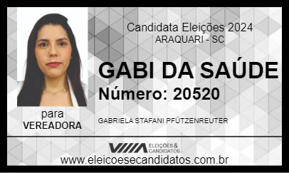 Candidato GABI DA SAÚDE 2024 - ARAQUARI - Eleições