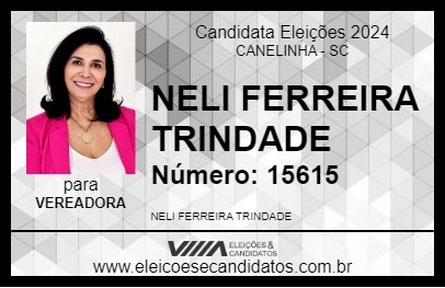 Candidato NELI FERREIRA TRINDADE 2024 - CANELINHA - Eleições