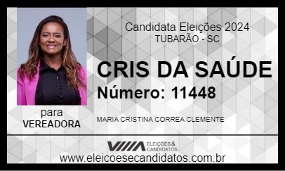 Candidato CRIS DA SAÚDE 2024 - TUBARÃO - Eleições