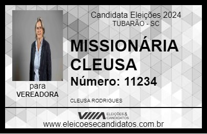 Candidato MISSIONÁRIA CLEUSA 2024 - TUBARÃO - Eleições