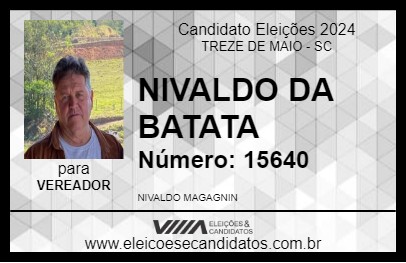 Candidato NIVALDO DA BATATA 2024 - TREZE DE MAIO - Eleições