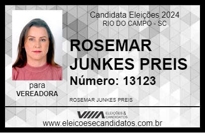 Candidato ROSEMAR JUNKES PREIS 2024 - RIO DO CAMPO - Eleições