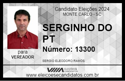 Candidato SERGINHO DO PT 2024 - MONTE CARLO - Eleições