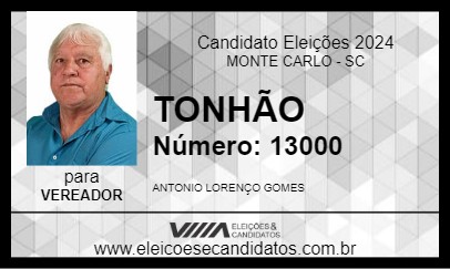 Candidato TONHÃO 2024 - MONTE CARLO - Eleições