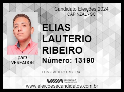 Candidato ELIAS LAUTERIO RIBEIRO 2024 - CAPINZAL - Eleições