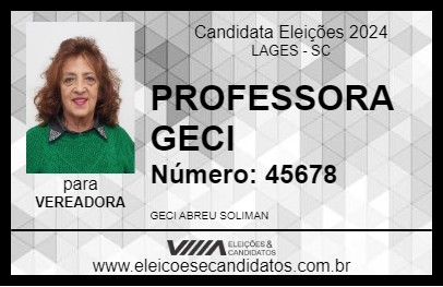 Candidato PROFESSORA GECI 2024 - LAGES - Eleições