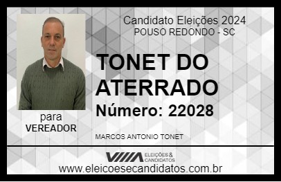 Candidato TONET DO ATERRADO 2024 - POUSO REDONDO - Eleições