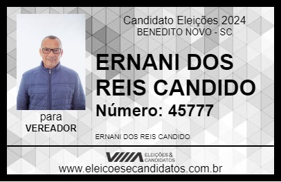 Candidato ERNANI DOS REIS CANDIDO 2024 - BENEDITO NOVO - Eleições