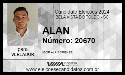 Candidato ALAN 2024 - BELA VISTA DO TOLDO - Eleições