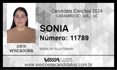 Candidato SONIA 2024 - CAXAMBU DO SUL - Eleições