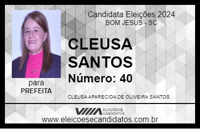 Candidato CLEUSA SANTOS 2024 - BOM JESUS - Eleições