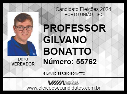 Candidato PROFESSOR GILVANO BONATTO 2024 - PORTO UNIÃO - Eleições