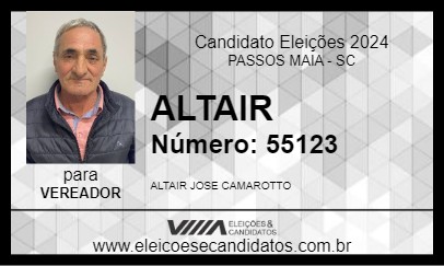 Candidato ALTAIR 2024 - PASSOS MAIA - Eleições