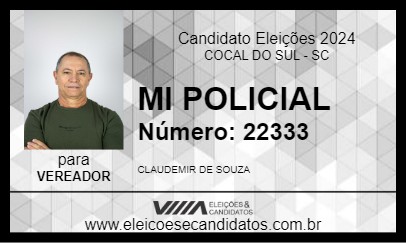 Candidato MI POLICIAL 2024 - COCAL DO SUL - Eleições