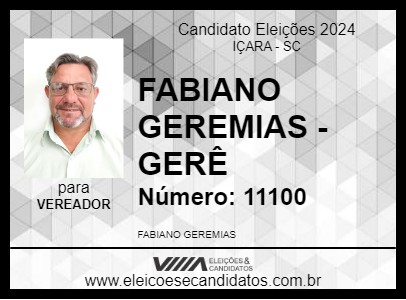 Candidato FABIANO GEREMIAS - GERÊ 2024 - IÇARA - Eleições