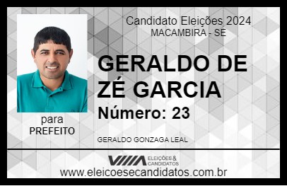 Candidato GERALDO DE ZÉ GARCIA 2024 - MACAMBIRA - Eleições