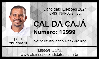 Candidato CAL DA CAJÁ 2024 - CRISTINÁPOLIS - Eleições