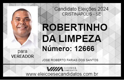 Candidato ROBERTINHO DA LIMPEZA 2024 - CRISTINÁPOLIS - Eleições