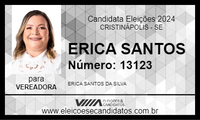 Candidato ERICA SANTOS 2024 - CRISTINÁPOLIS - Eleições