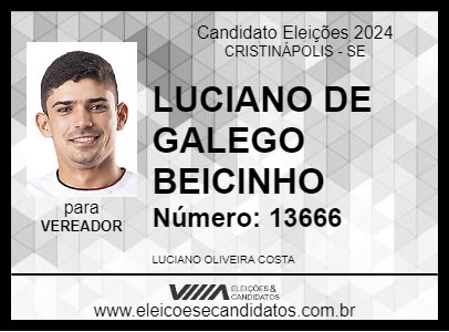 Candidato LUCIANO DE GALEGO BEICINHO 2024 - CRISTINÁPOLIS - Eleições