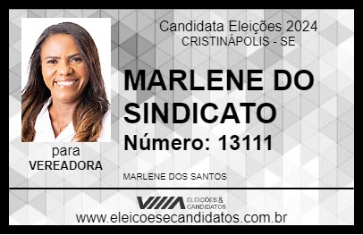 Candidato MARLENE DO SINDICATO 2024 - CRISTINÁPOLIS - Eleições