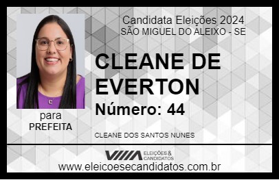 Candidato CLEANE DE EVERTON 2024 - SÃO MIGUEL DO ALEIXO - Eleições