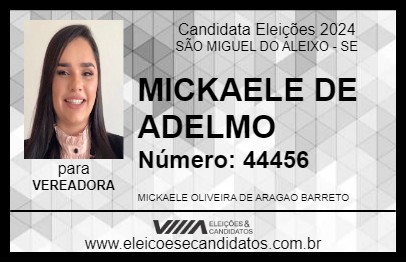 Candidato MICKAELE DE ADELMO 2024 - SÃO MIGUEL DO ALEIXO - Eleições