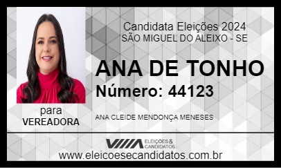 Candidato ANA DE TONHO 2024 - SÃO MIGUEL DO ALEIXO - Eleições